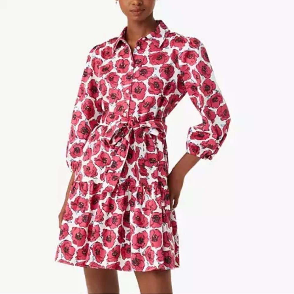 Kate Spade Poppy Toss Belted Shirtdress. Size Small.